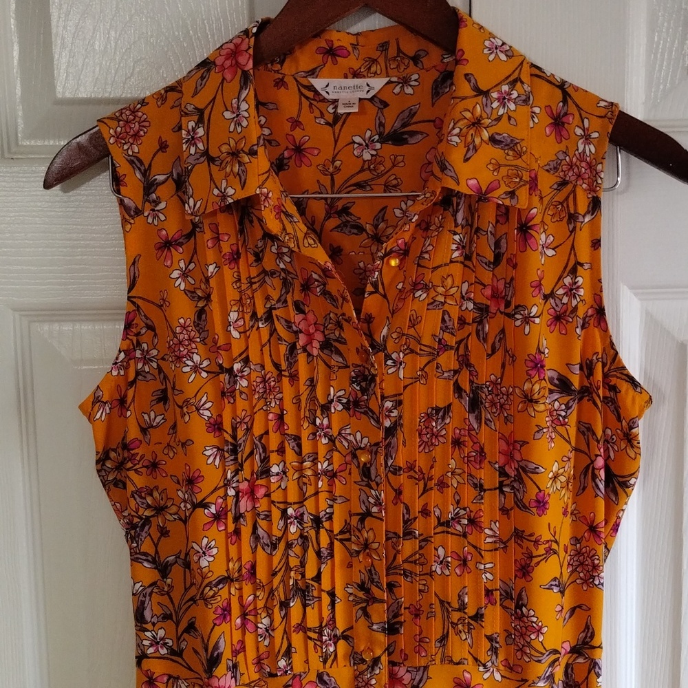 Nanette Lepore shirt dress sleeveless pin tuk floral pleated size 4 good conditi - Picture 2 of 11